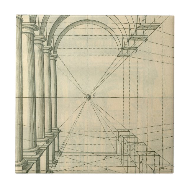 Vintage Architecture, Arches Columns Perspective Tile (Front)