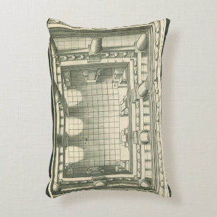 Vintage Architecture, Atrium Courtyard Perspective Accent Pillow