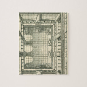 Vintage Architecture, Atrium Courtyard Perspective Jigsaw Puzzle