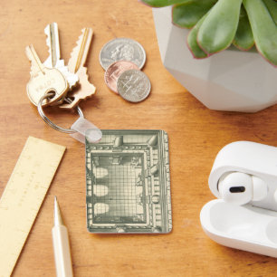 Vintage Architecture, Atrium Courtyard Perspective Keychain