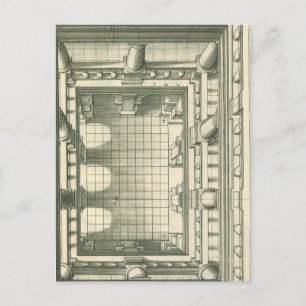 Vintage Architecture, Atrium Courtyard Perspective Postcard
