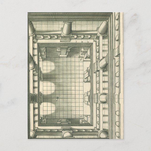 Vintage Architecture, Atrium Courtyard Perspective Postcard (Front)