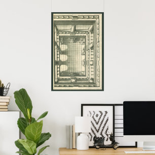 Vintage Architecture, Atrium Courtyard Perspective Poster