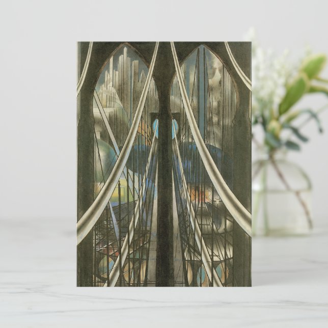 Vintage Architecture, Brooklyn Bridge Retirement Invitation (Standing Front)