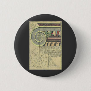 Vintage Architecture; Capital Volute by Vignola 2 Inch Round Button
