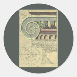 Vintage Architecture; Capital Volute by Vignola Classic Round Sticker