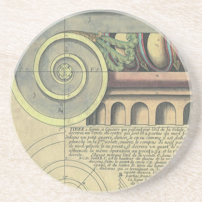 Vintage Architecture; Capital Volute by Vignola Coaster (Front)