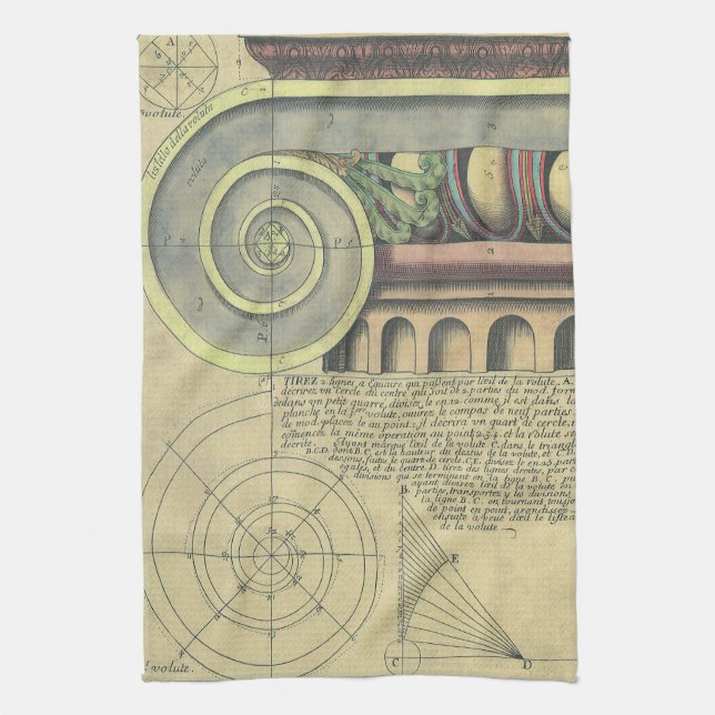 Vintage Architecture; Capital Volute by Vignola Kitchen Towel (Vertical)