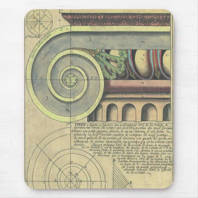 Vintage Architecture; Capital Volute by Vignola Mouse Pad (Front)