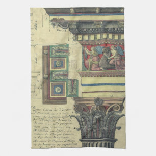 Vintage Architecture, Column with Cornice Moulding Kitchen Towel