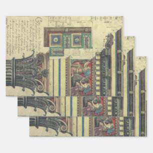 Vintage Architecture, Column with Cornice Moulding Wrapping Paper Sheet