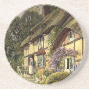 Vintage Architecture, Country Cottage House Coaster