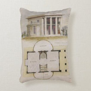Vintage Architecture, Floor Plan and Greek Villa Accent Pillow