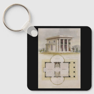 Vintage Architecture, Floor Plan and Greek Villa Keychain