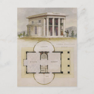 Vintage Architecture, Floor Plan and Greek Villa Postcard