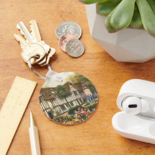 Vintage Architecture Formal Garden English Cottage Keychain