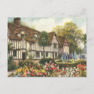 Vintage Architecture Formal Garden English Cottage Postcard