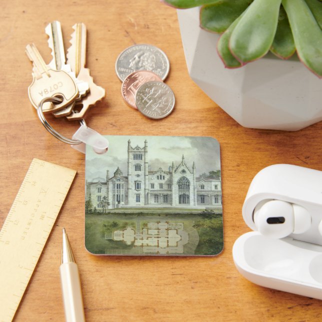 Vintage Architecture, French Chateau Floor Plans Keychain (Desk)