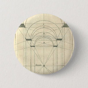 Vintage Architecture, Renaissance Arch Perspective 2 Inch Round Button