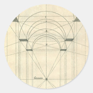 Vintage Architecture, Renaissance Arch Perspective Classic Round Sticker