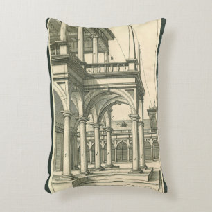 Vintage Architecture, Roman Courtyard with Columns Accent Pillow