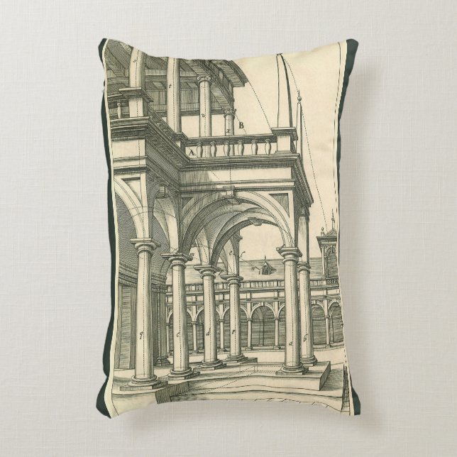 Vintage Architecture, Roman Courtyard with Columns Accent Pillow (Front(Vertical))