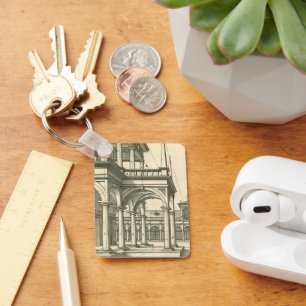 Vintage Architecture, Roman Courtyard with Columns Keychain