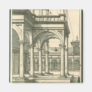 Vintage Architecture, Roman Courtyard with Columns Magnet