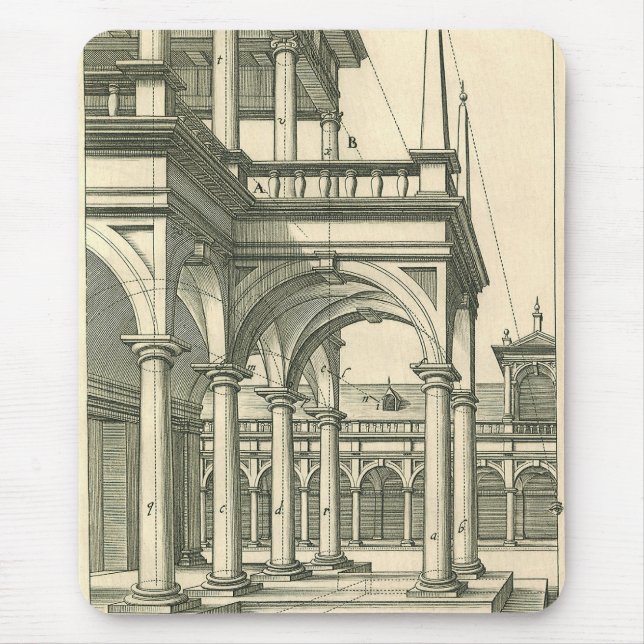 Vintage Architecture, Roman Courtyard with Columns Mouse Pad (Front)