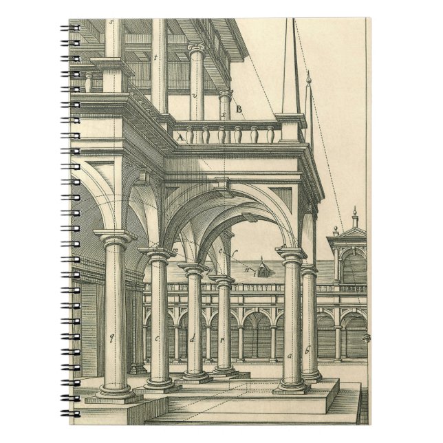 Vintage Architecture, Roman Courtyard with Columns Notebook (Front)