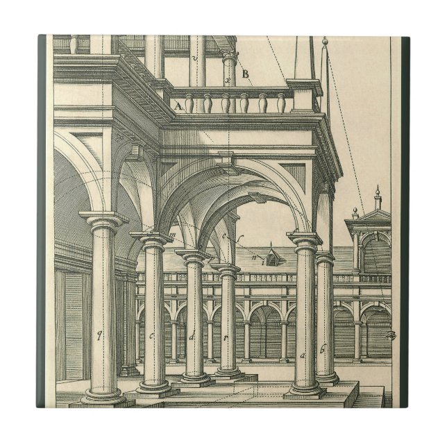 Vintage Architecture, Roman Courtyard with Columns Tile (Front)