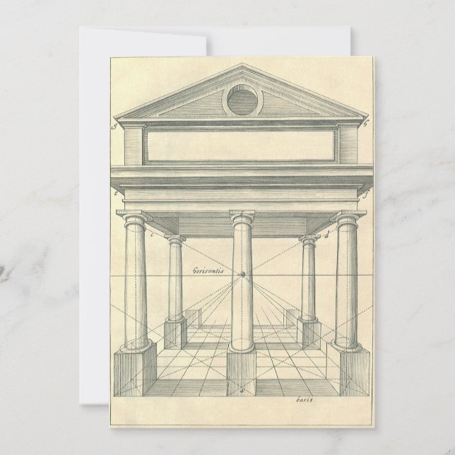 Vintage Architecture, Roman Portico with Columns Invitation (Front)