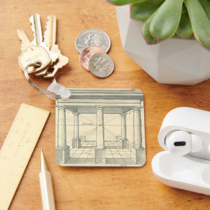 Vintage Architecture, Roman Portico with Columns Keychain