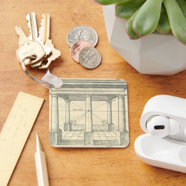 Vintage Architecture, Roman Portico with Columns Keychain (Desk)