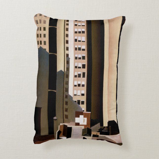 Vintage Architecture, Skyscrapers by Sheeler, 1922 Accent Pillow (Back(Vertical))
