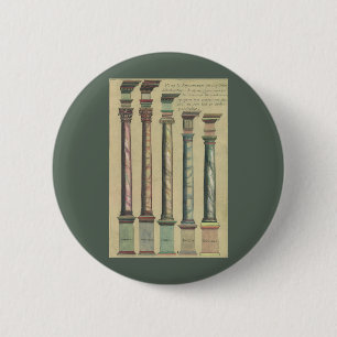 Vintage Architecture, the 5 Architectural Orders 2 Inch Round Button