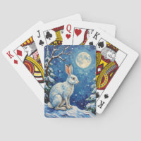Vintage Arctic Hare in Winter Moonlight Christmas