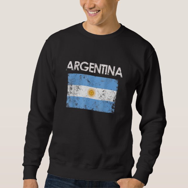 Vintage Argentina Argentinian Flag Pride Sweatshirt (Front)