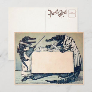 Vintage Arguing Crocodiles Postcard