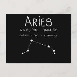 Vintage Aries Star Sign Horoscope Birthday Gift Postcard