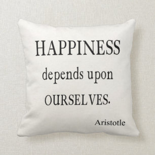 Vintage Aristotle Happiness Inspirational Quote Throw Pillow