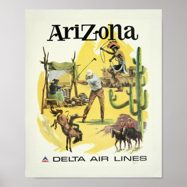 Vintage Arizona Airplane Travel Poster (Front)