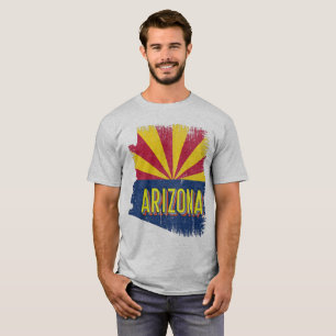 Vintage Arizona AZ State Flag Map Souvenir 70s T-Shirt