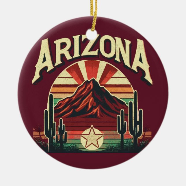 Vintage Arizona Ceramic Ornament (Front)