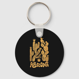 Vintage arizona desert cactus & roadrunner keychain