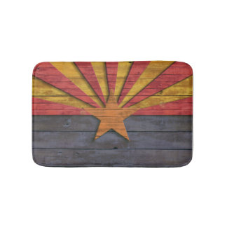 Vintage Arizona Flag Distressed Wood Look Bath Mat