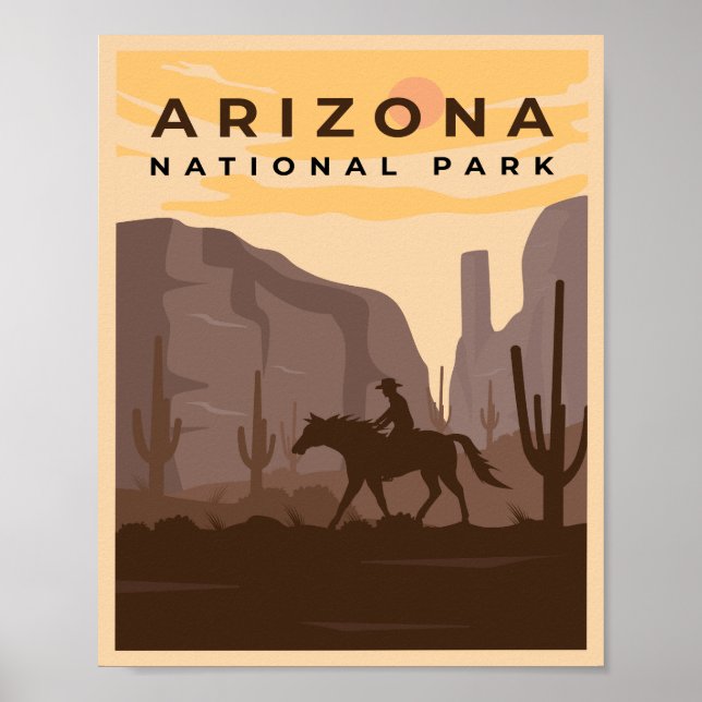 Vintage Arizona National Park Illustration Poster (Front)
