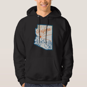 Vintage Arizona State Map Hand Drawn Desert Landsc Hoodie