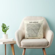 Vintage Arkansas Map Pillow