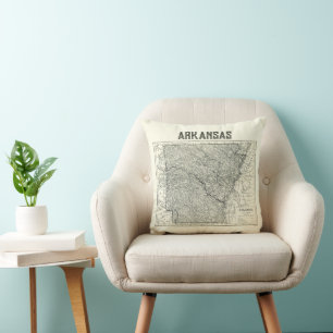 Vintage Arkansas Map Pillow
